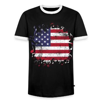 USA Flagge Musik - Männer Kontrast-T-Shirt - Schwarz/Weiß - Vorne - AI Model Female 172 light (172cm) & AI Model Male 178 light (178cm)