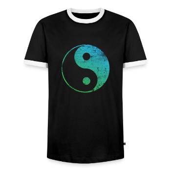 Yin Yang - T-shirt contrasté Homme - noir/blanc - Devant - AI Model Female 172 light (172cm) & AI Model Male 178 light (178cm)