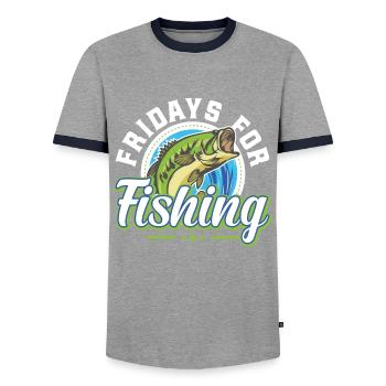 Angler - Männer Kontrast-T-Shirt - Grau/Navy  - Vorne - AI Model Female 172 light (172cm) & AI Model Male 178 light (178cm)