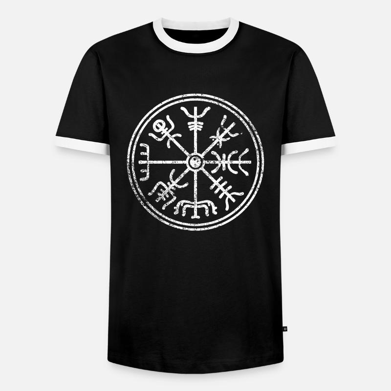 Wikinger Kompass Symbole Zeichen - Männer Kontrast-T-Shirt - Schwarz/Weiß