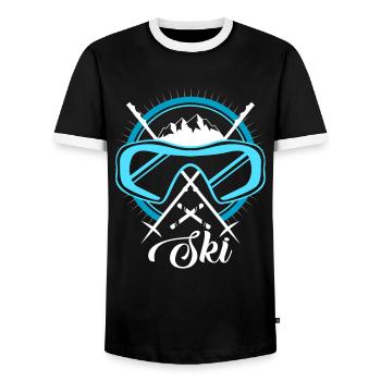 To ski - Men's Ringer Shirt - black/white - Front - AI Model Female 172 light (172cm) & AI Model Male 178 light (178cm)