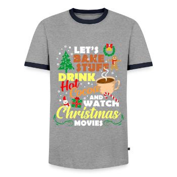 Chocolat chaud au cacao de Noël Chocolat chaud - T-shirt contrasté Homme - gris/marine  - Devant - AI Model Female 172 light (172cm) & AI Model Male 178 light (178cm)
