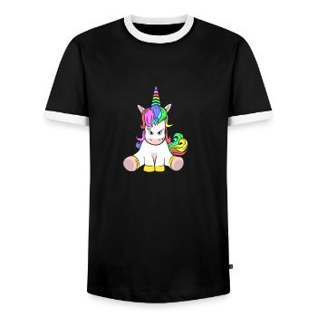 Süßes Aber Saures Einhorn Lustig - Männer Kontrast-T-Shirt - Schwarz/Weiß - Vorne - AI Model Female 172 light (172cm) & AI Model Male 178 light (178cm)