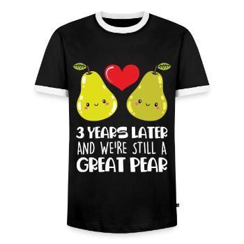 3ème cadeau d'anniversaire de mariage Couple marié poire - T-shirt contrasté Homme - noir/blanc - Devant - AI Model Female 172 light (172cm) & AI Model Male 178 light (178cm)