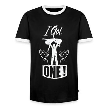 Bachelor party engagement groom bride - Men's Ringer Shirt - black/white - Front - AI Model Female 172 light (172cm) & AI Model Male 178 light (178cm)