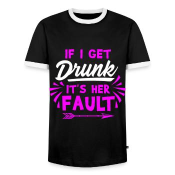 Drunk guilt, gift drunk alcohol - Men's Ringer Shirt - black/white - Front - AI Model Female 172 light (172cm) & AI Model Male 178 light (178cm)
