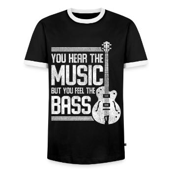 Bass Musik - Männer Kontrast-T-Shirt - Schwarz/Weiß - Vorne - AI Model Female 172 light (172cm) & AI Model Male 178 light (178cm)