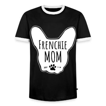 Frenchie Mom Silhouette French Bulldog - T-shirt contrasté Homme - noir/blanc - Devant - AI Model Female 172 light (172cm) & AI Model Male 178 light (178cm)