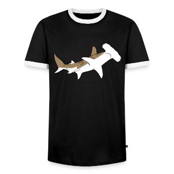 Hammerhai - Männer Kontrast-T-Shirt - Schwarz/Weiß - Vorne - AI Model Female 172 light (172cm) & AI Model Male 178 light (178cm)