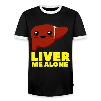 Kawaii joke cartoon liver - Men's Ringer Shirt - black/white - Front - AI Model Female 172 light (172cm) & AI Model Male 178 light (178cm)