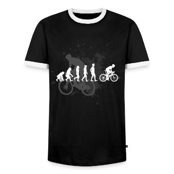 racer - Men's Ringer Shirt - black/white - Front - AI Model Female 172 light (172cm) & AI Model Male 178 light (178cm)
