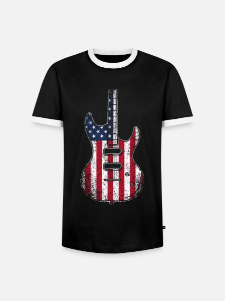 Gitarre USA - Männer Kontrast-T-Shirt - Schwarz/Weiß