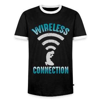 Verbindung Gebet Christlich Glaube Gott Humor - Männer Kontrast-T-Shirt - Schwarz/Weiß - Vorne - AI Model Female 172 light (172cm) & AI Model Male 178 light (178cm)