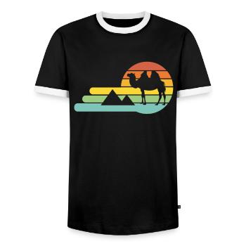 Chameau Egypte avec un soleil vintage - T-shirt contrasté Homme - noir/blanc - Devant - AI Model Female 172 light (172cm) & AI Model Male 178 light (178cm)