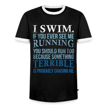 Schwimmen - Männer Kontrast-T-Shirt - Schwarz/Weiß - Vorne - AI Model Female 172 light (172cm) & AI Model Male 178 light (178cm)
