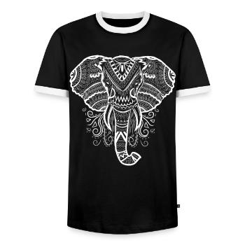 Elefanten Mandala Illustration Elephant - Männer Kontrast-T-Shirt - Schwarz/Weiß - Vorne - AI Model Female 172 light (172cm) & AI Model Male 178 light (178cm)