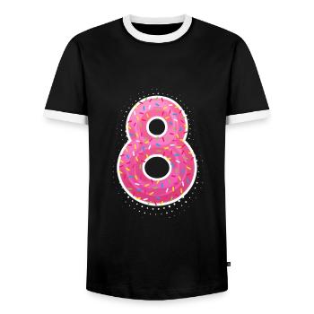 8. Geburtstag Süß Pink Donut Geschenk - Männer Kontrast-T-Shirt - Schwarz/Weiß - Vorne - AI Model Female 172 light (172cm) & AI Model Male 178 light (178cm)