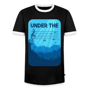 Under The C, musician joke notes classical music - Men's Ringer Shirt - black/white - Front - AI Model Female 172 light (172cm) & AI Model Male 178 light (178cm)