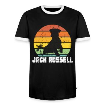 Style vintage Jack Russell - T-shirt contrasté Homme - noir/blanc - Devant - AI Model Female 172 light (172cm) & AI Model Male 178 light (178cm)