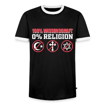 Atheist 100% Science 0% Religion - Men's Ringer Shirt - black/white - Front - AI Model Female 172 light (172cm) & AI Model Male 178 light (178cm)