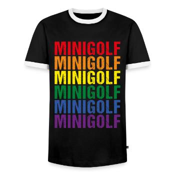 Golf Golf Balle de Golf Indoor Golf LGBT - T-shirt contrasté Homme - noir/blanc - Devant - AI Model Female 172 light (172cm) & AI Model Male 178 light (178cm)
