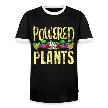 Vegan Sports - Men's Ringer Shirt - black/white - Front - AI Model Female 172 light (172cm) & AI Model Male 178 light (178cm)