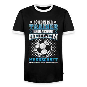 Fußballtrainer einer absolut geilen Mannschaft - Männer Kontrast-T-Shirt - Schwarz/Weiß - Vorne - AI Model Female 172 light (172cm) & AI Model Male 178 light (178cm)