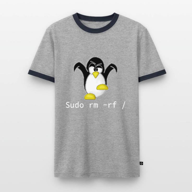 Tux Linux Penguin Sudo Rm Rf | Computer Geek Hack Men's Ringer Shirt