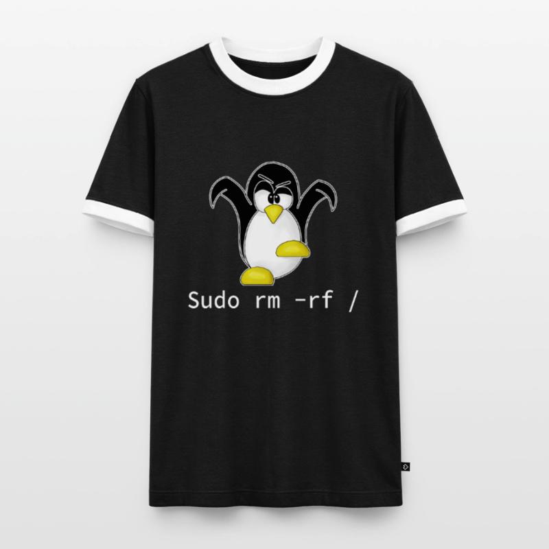 Tux Linux Penguin Sudo Rm Rf | Computer Geek Hack Men's Ringer Shirt