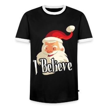I believe in Santa Claus - Men's Ringer Shirt - black/white - Front - AI Model Female 172 light (172cm) & AI Model Male 178 light (178cm)