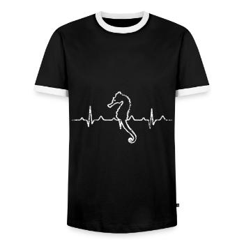 Seepferdchen Herzschlag - Männer Kontrast-T-Shirt - Schwarz/Weiß - Vorne - AI Model Female 172 light (172cm) & AI Model Male 178 light (178cm)