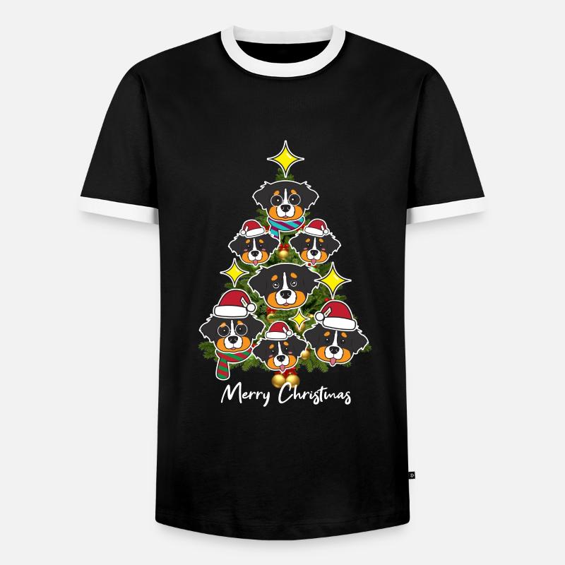 Berner Sennenhund Weihnachtsbaum Geschenk - Männer Kontrast-T-Shirt - Schwarz/Weiß