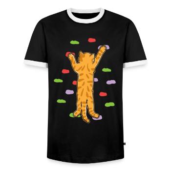 Klettern Katze Bouldern Felsen Kletterer Geschenk - Männer Kontrast-T-Shirt - Schwarz/Weiß - Vorne - AI Model Female 172 light (172cm) & AI Model Male 178 light (178cm)