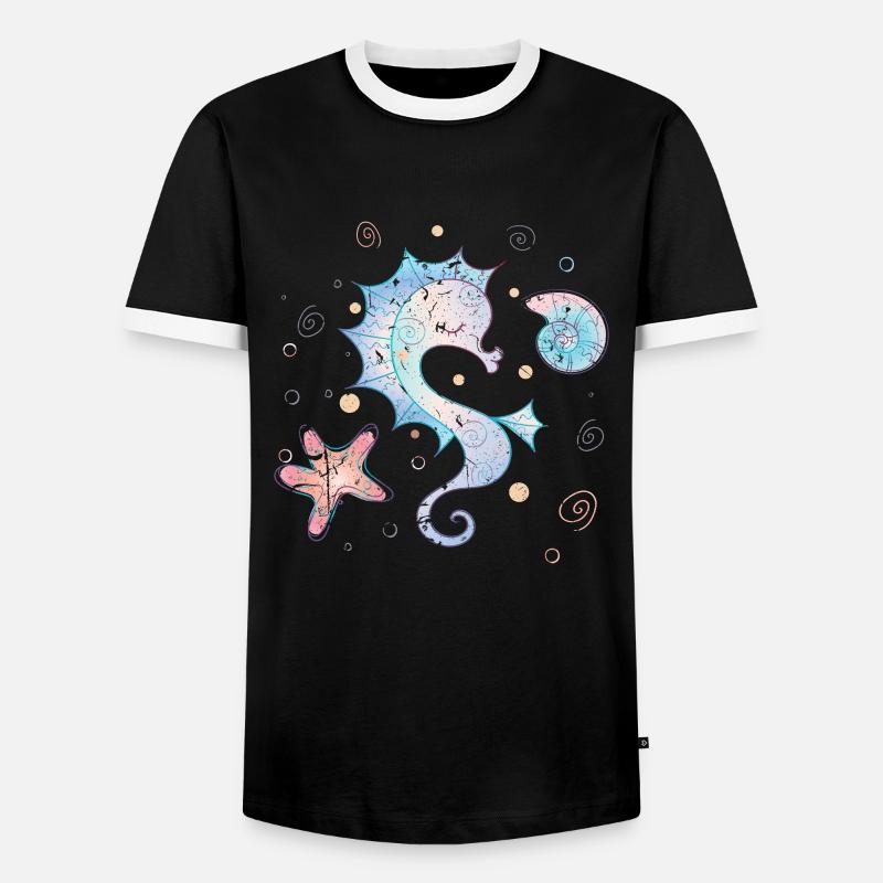 Seepferdchen - Männer Kontrast-T-Shirt - Schwarz/Weiß