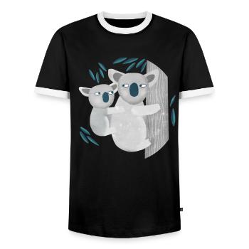 Koala - Männer Kontrast-T-Shirt - Schwarz/Weiß - Vorne - AI Model Female 172 light (172cm) & AI Model Male 178 light (178cm)