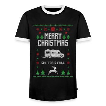 joyeux noel - shitter était plein - T-shirt contrasté Homme - noir/blanc - Devant - AI Model Female 172 light (172cm) & AI Model Male 178 light (178cm)