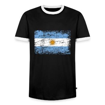 Argentina Flag Flag Argentine Tango - Men's Ringer Shirt - black/white - Front - AI Model Female 172 light (172cm) & AI Model Male 178 light (178cm)