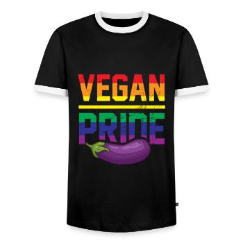 Vegan Pride Vegan LGBT Vegan, LGBTQ Pride - T-shirt contrasté Homme - noir/blanc - Devant - AI Model Female 172 light (172cm) & AI Model Male 178 light (178cm)