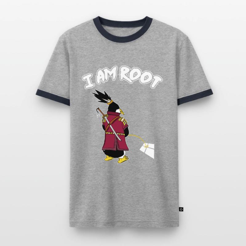 Linux Pingouin I Am Root Geeks Geeks Nerd Computer Ninja T-shirt contrasté Homme