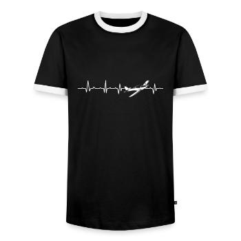 Avion battant la tête d'un avion volant en vol - T-shirt contrasté Homme - noir/blanc - Devant - AI Model Female 172 light (172cm) & AI Model Male 178 light (178cm)