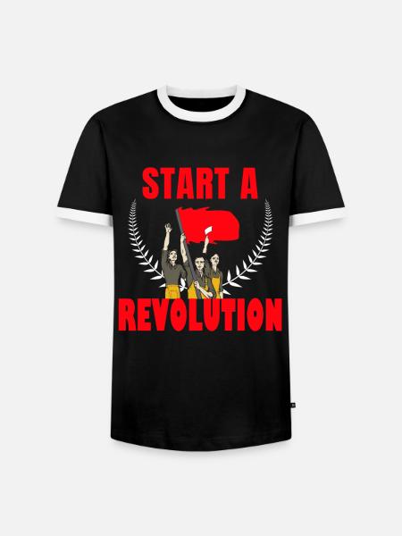 Start a revolution communism - Men's Ringer Shirt - black/white