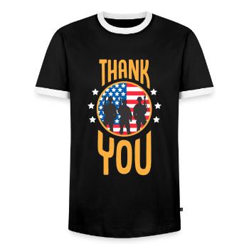 US Soldat Veteran Patriot Amerika - Männer Kontrast-T-Shirt - Schwarz/Weiß - Vorne - AI Model Female 172 light (172cm) & AI Model Male 178 light (178cm)