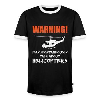 Pilote d'hélicoptère Pilote d'hélicoptère Bell UH 1 Huey - T-shirt contrasté Homme - noir/blanc - Devant - AI Model Female 172 light (172cm) & AI Model Male 178 light (178cm)