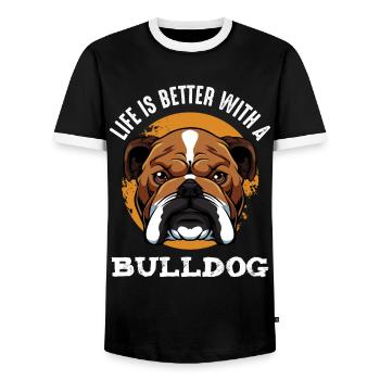 Bouledogue - T-shirt contrasté Homme - noir/blanc - Devant - AI Model Female 172 light (172cm) & AI Model Male 178 light (178cm)