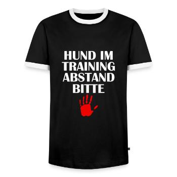 CHIEN EN FORMATION DISTANCE S'IL VOUS PLAÎT - T-shirt contrasté Homme - noir/blanc - Devant - AI Model Female 172 light (172cm) & AI Model Male 178 light (178cm)