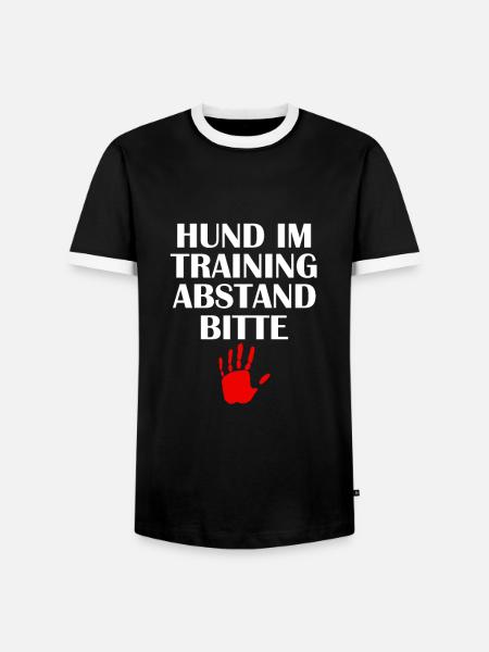 DOG IN TRAINING DISTANCE PLEASE - Men's Ringer Shirt - black/white