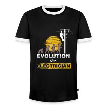Electrical Electricity Tradesman Wiring Lineman - Men's Ringer Shirt - black/white - Front - AI Model Female 172 light (172cm) & AI Model Male 178 light (178cm)