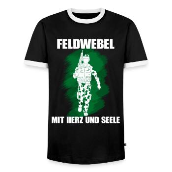 Feldwebel Mit Herz Und Seele Bundeswehr Soldat - Männer Kontrast-T-Shirt - Schwarz/Weiß - Vorne - AI Model Female 172 light (172cm) & AI Model Male 178 light (178cm)