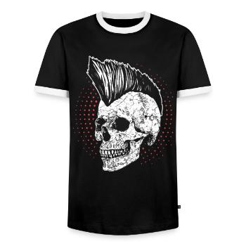 Heavy Metal Punk Rock Skull Skull - Men's Ringer Shirt - black/white - Front - AI Model Female 172 light (172cm) & AI Model Male 178 light (178cm)