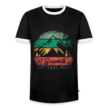 Yosemite National Park USA Parc National Des États-Unis Vintage - T-shirt contrasté Homme - noir/blanc - Devant - AI Model Female 172 light (172cm) & AI Model Male 178 light (178cm)